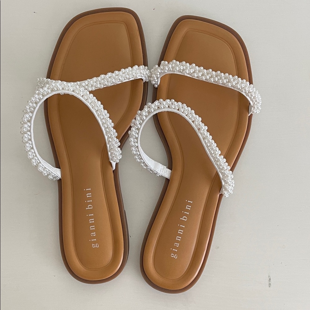 Gianni Bini White Beaded Sandals
